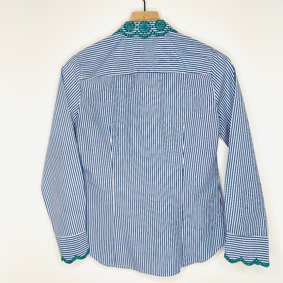 J. CREW Embroidered Collar Striped Button Down Top - Picture 4 of 10